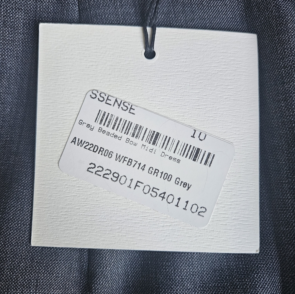 Shushu/Tong Grey Midi Dress NWT UK 10 / US 9–10 Lace Beaded Bow Satin Lined - Picture 8 of 13